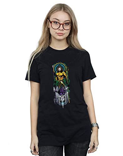 DC Comics Women's Aquaman Ocean Master Boyfriend Fit T-Shirt Black Large