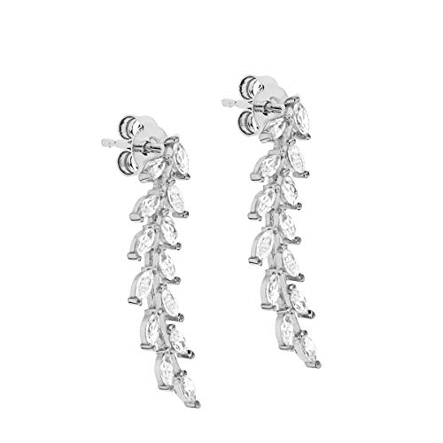 Boucles d'oreilles pendantes en or blanc 9 carats Carissima cadeau idéal femme