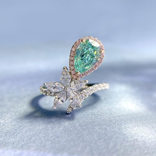 Bague en argent S925 contre le ternissement avec zircon goutte ovale - 4