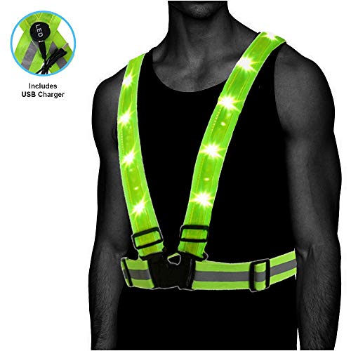 Atlecko 360° Reflective LED Running, Cycling or Hiking Vest & Belt for Men