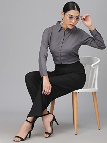 Image of Style Quotient Women Solid White Polymoss Regular Formal Shirt