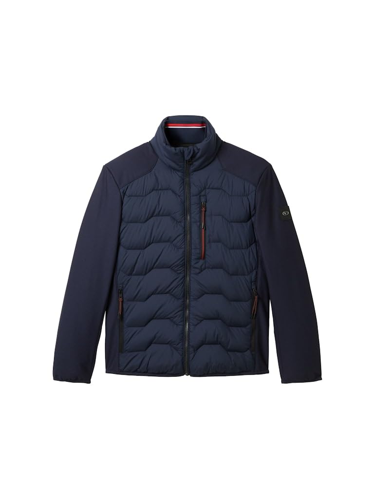 TOM TAILOR Herren 1042487 Hybrid Jacke mit Stehkragen, 10668-Sky Captain Blue, 3XL