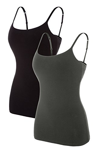 BeautyIn 2 Pack Active Basic Women's Basic Tank Tops Spaghetti Camisole Lingerie,2 Pk
