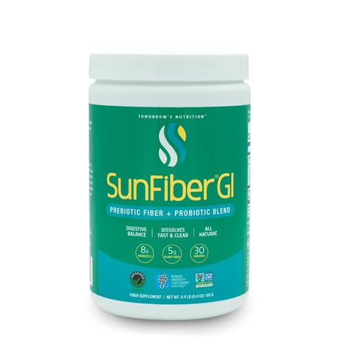 Tomorrows Nutrition Sunfiber GI Prebiotic Fiber & Probiotics 5g Prebiotic Fiber & 8 Billion Probiotics Per Serving Low FODMAP 30-Day Supply 30 Day
