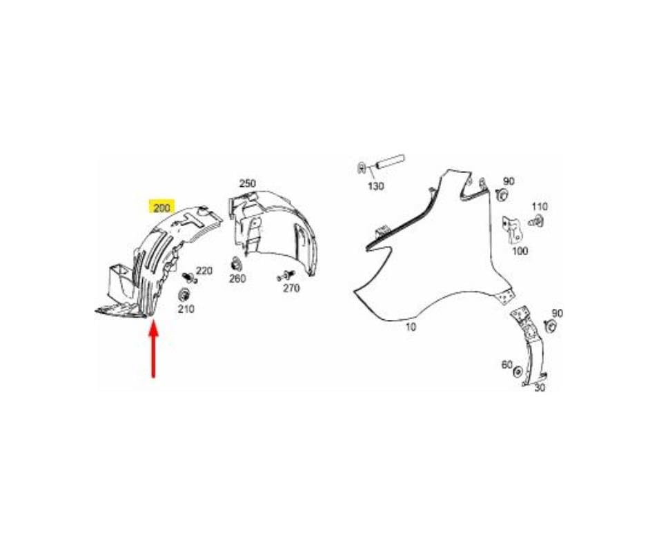 EDA PREMIUM auto Radhausschale Innenkotflügel Links A9076842702 