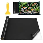 Sythrix Fish Tank Background, Black Aquarium Background, Cling Fish Tank Backdrop Static Cling Fish Tank Background Aquarium Wallpaper for Fish Tank Decoration (Black 50 * 200cm)