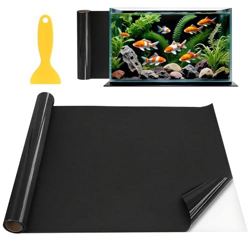 Sythrix - Sythrix Fish Tank Background, Black Aquarium Background, Cling Fish Tank Backdrop Static Cling Fish Tank Background Aquarium Wallpaper for Fish Tank Decoration (Black 50 * 200cm)