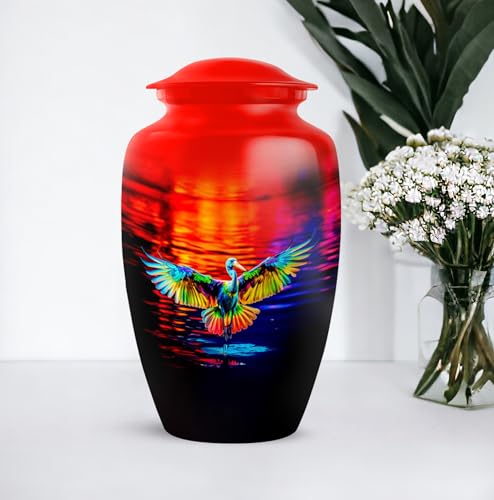 Image of Personalized Egret - Large Cremation Urns For Men - Memorial Urn For Mom & Dad - Funeral Urn For Ashes Adult Male - 10 Inch - Large With Velvet Bag - Burial Urns For Human Ashes Adult Female
