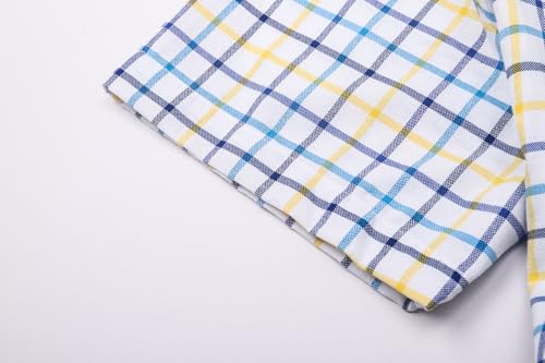 Image of SANGTREE Men & Boy Striped Multicolor Oxford Cotton Shirt,Comfortable Fit,Short Sleeve Collared Shirt