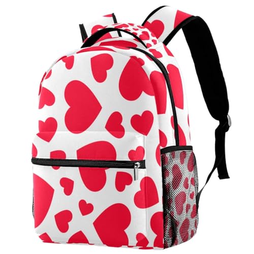 Sac à dos d'école à motifs cœurs roses avec grand compartiment 40cm