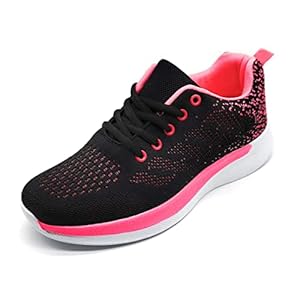 Sportschuhe für Damen, atmungsaktiv, leicht, Mesh, zum Laufen, Wandern, Arbeiten, Schwarz – schwarz fuchsia – Größe: