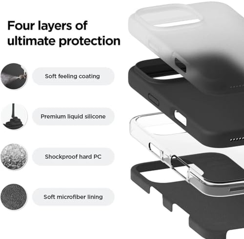 Image of Premium Liquid Silicone Case for iPhone 16 Pro - Slim Full Body Protective Back Cover with Soft Microfiber Lining, Anti-Slip Grip Scratch Resistant Phone Case (Black)