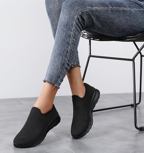 Women's Athletic Slip On Walking Shoes Comfortable Lightweight Breathable Sock Shoe Casual Mesh Non Slip Tennis Workout Running Sneakers2