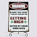 Yniaun Decor Funny Weed Decor Vintage Marijuana Metal Tin Signs Man Cave Stoner Room Wall Decor Gifts/Stuff 12 X 8 Inches WARNING Behind This Door I May Be GETTING HIGH - Enter At Yor Own Risk