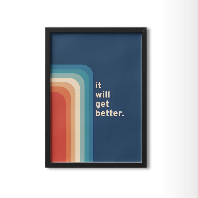Image of Wall Framed Posters | 8x12 inch size | Motivational Quotes Posters |Inspirational inchIt Will Get Better inch Motivational Photo Frame - Perfect Home & Office Decor, Uplifting Wall or Desk Quote Frame