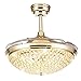 Generic Retro-Deckenventilator Licht Modern LED Luxus Gold Zeitgenössisch Klappbarer Kristall-Deckenventilator mit Beleuchtung Fernbedienung Home-Frequenzkonv