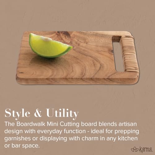 Tabla de cortar mini de madera acacia con mango Karma miniatura 4