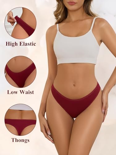 Vevmon Cotton Thongs for Women Seamless Ladies Soft Underwear 6 pack | Breathable Panties, Moisture-Wicking Cotton Fabric, Low-Rise Undies, Fits Comfortably, Workout, Gym, Everyday Generic Wear - image 4