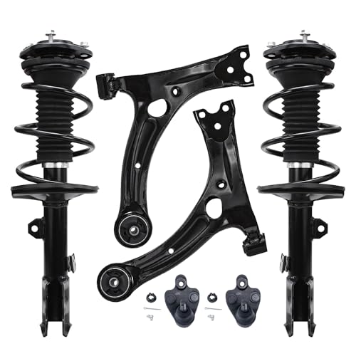 Image of Detroit Axle - 6pc Front End Suspension Kit for 2009-2013 Toyota Corolla Japan Built, 2 Struts & Coil Spring Assembly 2 Lower Control Arms 2 Lower Ball Joints 2010 2011 2012 Replacement