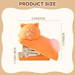 Honagu Cute Stapler, Cartoon Stereoscopic Silicone Stapler, Desktop Stationery Gift for Students Teachers(Orange Cat)