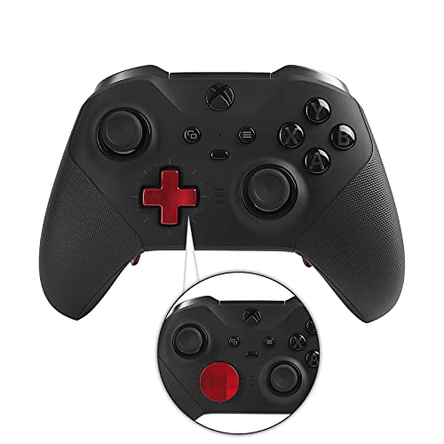 Tomsin Replacement Magnetic Buttons Kit For Xbox Elite Controller Series 2 Accessories, Includes 6 Metal Plating Joysticks, 4 Paddles, 2 D-Pads, 1 Adjustment Tool (Plating Red) #TOP4