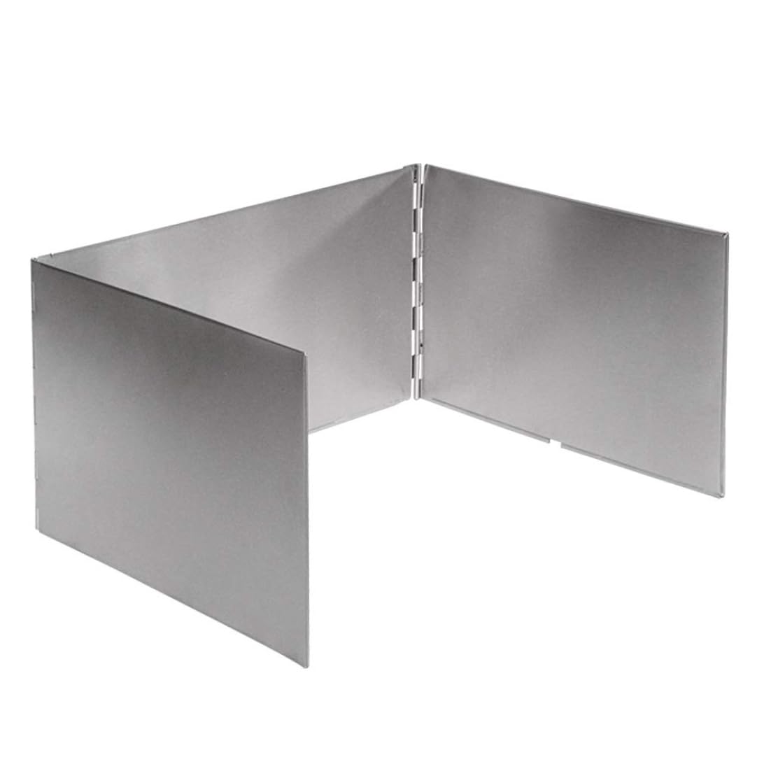 Pare-brise de poêle pliable en aluminium léger avec tiges d'ancrage sol