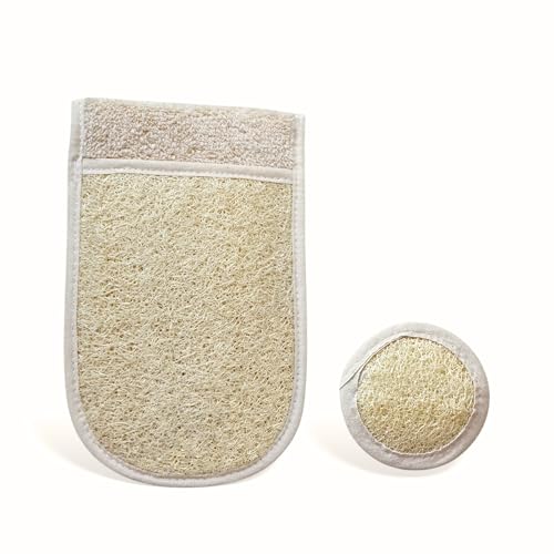 Loofah Exfoliating Body Scrubber, Face Exfoliator Pad, Loufa Glove, Dual Side, Luffa for Women and Men, Loofa, Bath Sponge, Shower Mitt, Feel The Naturalness (Pack of 1)