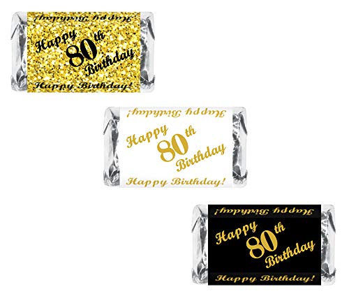 Stickers bar à bonbons 80 ans pour décorer une table d'anniversaire chic et festive