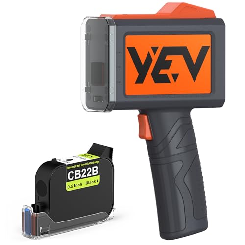 Image of YEV Handheld Inkiet Printer V127 Newly Enhanced 16-Hour Continuous Printing 5 Wheel Support for Printing Batch Numbers, Logos, Serial Numbers, Barcodes, and QR Codes on Diverse Materials (Orange)