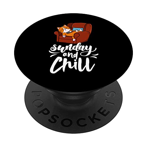 Sunday & Chill Sleep Mujeres Divertidas Cabeza perezosa PopSockets PopGrip Intercambiable