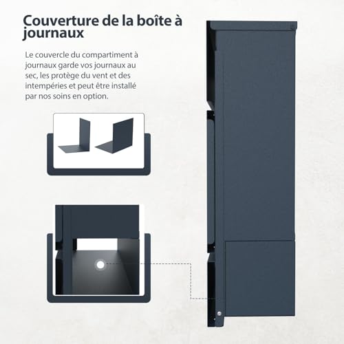 Boîte aux lettres étanche sécurisée avec compartiment et plaque gravée