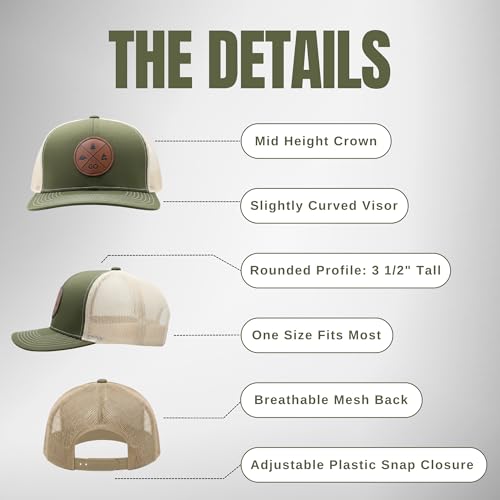 Image of LINDO Trucker Hat [ GO Outdoors Design ] for Men and Women: Mid Profile Cap with Breathable Mesh Back and Adjustable Snap