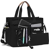 Women's Large Canvas Tote Bag Set (2PCs) - Ideal for Laptop, Hobo, Crossbody, Handbag, Travel, Gym & Work Travel Companion (9159/Black)