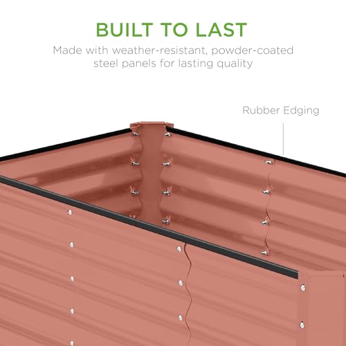 Best Choice Products 4x2x2ft Outdoor Metal Raised Garden Bed, Deep Root Planter Box for Vegetables, Flowers, Herbs, and Succulents w/ 119 Gallon Capacity - Terracotta