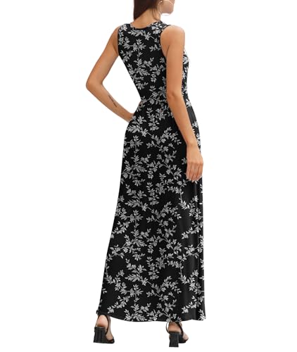 Image of LILBETTER Women Sleeveless Deep V Neck Loose Plain Long Maxi Casual Dress