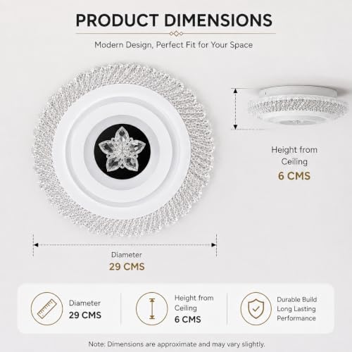 Image of FILLISKA Aluminium Luxurious 3 in 1 Led Ceiling /Wall Chandelier Light with 3 Step Colour Changing Function (Acrylic White Round-671-2)(300MM)