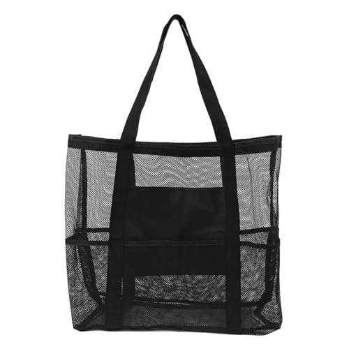 Black Mesh Beach Bag, Extra Large Mesh Beach Tote Bag, Lightweight Beach Shoulder Handbag Pool Bags for Beach Travel Picnic Shopping