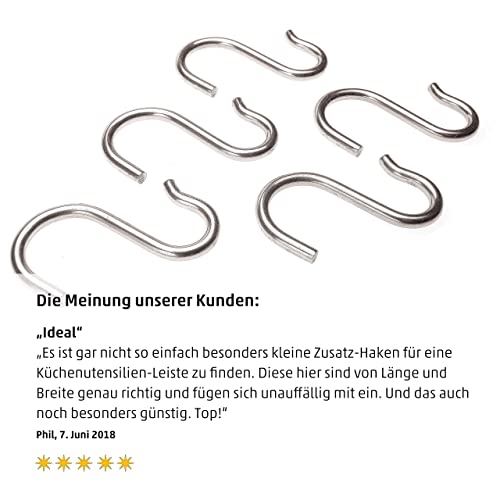 4smile S-Haken – 10er Set – Solide S-Haken aus Edelstahl – Funktionale Metallhaken als Haken zum Einhängen – Rostfreie Haken für drinnen und draußen - Image 6