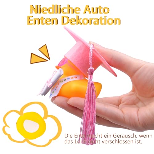 Mwmoeen lustige Akademiker Gummiente mit Diplom, Mini Graduierung Ente Auto Armaturenbrett Dekoration mit Graduierung Hut Schärpe Brille und Schärpe, Prüfung Bestanden, Positive Geschenke