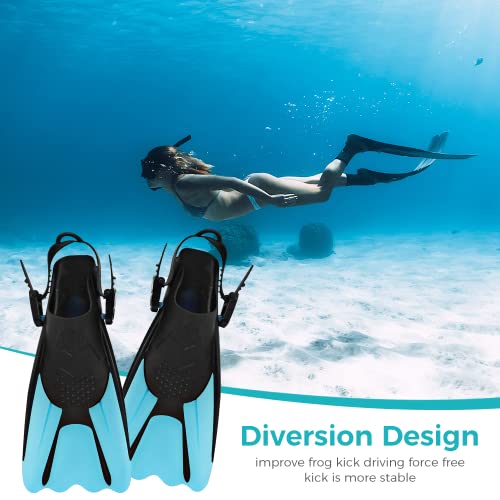 Foto von NAJILI Schnorchelflossen, verstellbare Schnorchelflossen kurz mit Tasche zum umhängen, Gr.34-38 mit Verstellbaren Schwimmflossen zum Schnorcheln (Blau)
