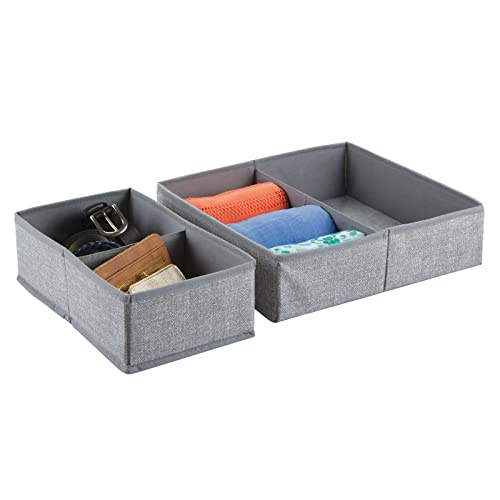Mdesign Soft Fabric Dresser Drawer And Closet Storage Organizer Bin For Bedroom - Holds Lingerie, Bras, Socks, Leggings, Clothes, Purses, Scarves, Lido Collection - 4 Pack - Gray #TOP6