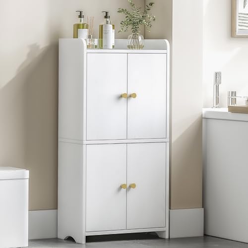 HEXCELEN Small Storage Cabinet, Bathroom Storage Cabinet with 4 Doors,