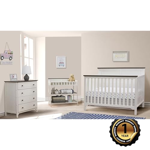 image for Sorelle Furniture Farmhouse 3-Piece Nursery Set with 4-in-1 Convertibl
