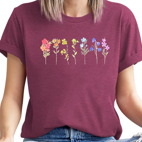 Pride Shirt Woman Cute Wildflower LGBT Pride Month Tshirt Flower LGBTQ Tees