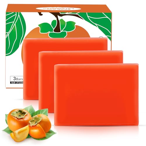 Runsidan 3 PCS Persimmon Soap Bar for Body Odor Control, Natural Body Bar Soap for Old People Smell,...