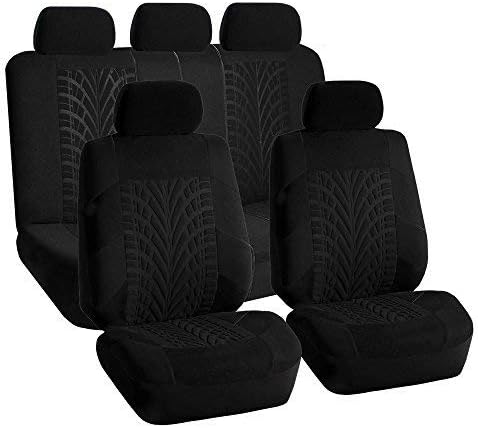 FH Group Automotive Seat Covers Travel Master Full Set Solid Black Car Seat Protector, Airbag and Split Rear Combo Car Seat Cover Universal Fit Interior Accessories Cars Trucks SUV Car Accessories