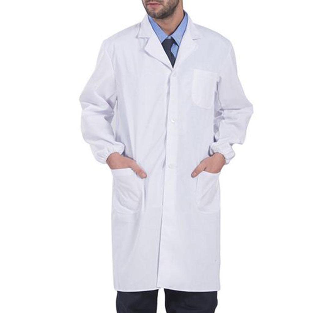 myaddiction Men Long Sleeve White Scrubs Lab Coat Medical Doctor Nurse Uniform L Clothing Shoes & Accessories | Uniforms & Work Clothing | Lab Coats-picture-20