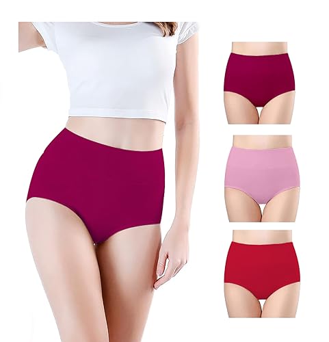 Image of Combo Women's High Waisted Cotton Hipster Panty Ladies Soft Panties l Women Cotton Hipster Panty l Women's Seamless High l Women Underwear - (Pack of 3)