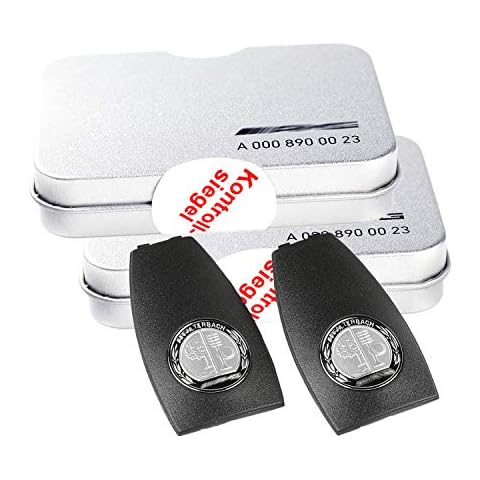 BEYEE 2-Pack Chromed Metal Badge Key Cover A0008900023 Compatible for Bez C-Class, E-Class, S-Class, GLA-Class, GLC-Class, GLE-Class, AG GT (2 Pcs) Cover
