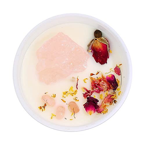 Lia Chahla London Luxury ‘Self-Love’ Rose Quartz Candle 10 Oz – Scented English Rose Candle – Hidden Gem Candle Infused W/Essential Oils – 100% Soy Candle (Self Love/Rose - Rose Quartz, 10 Oz) #TOP7
